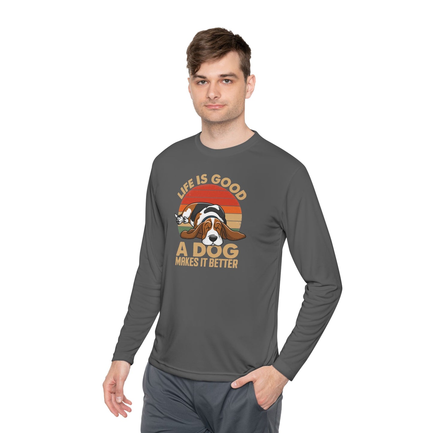 Graphic Long Sleeve Tee - Life is Good A Dog Makes it Better