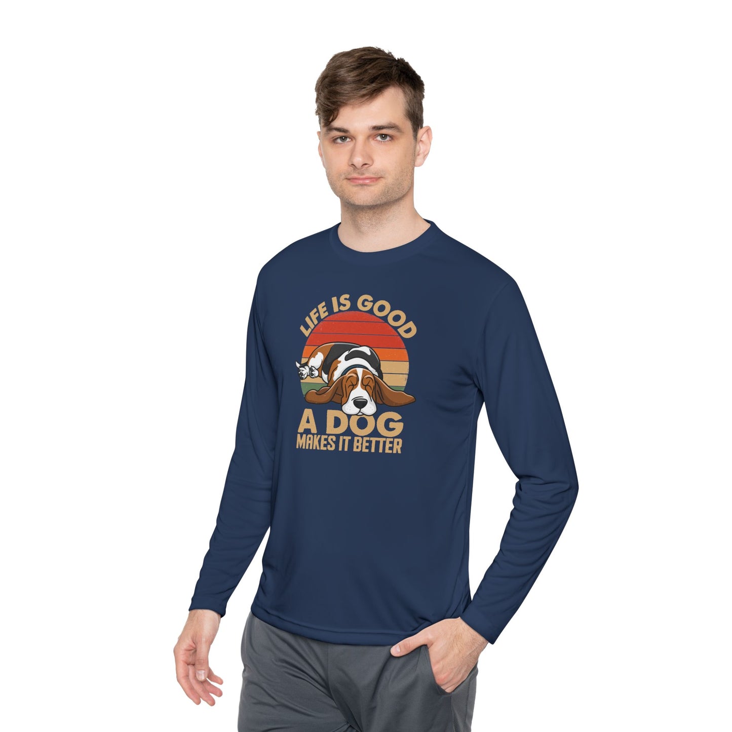 Graphic Long Sleeve Tee - Life is Good A Dog Makes it Better