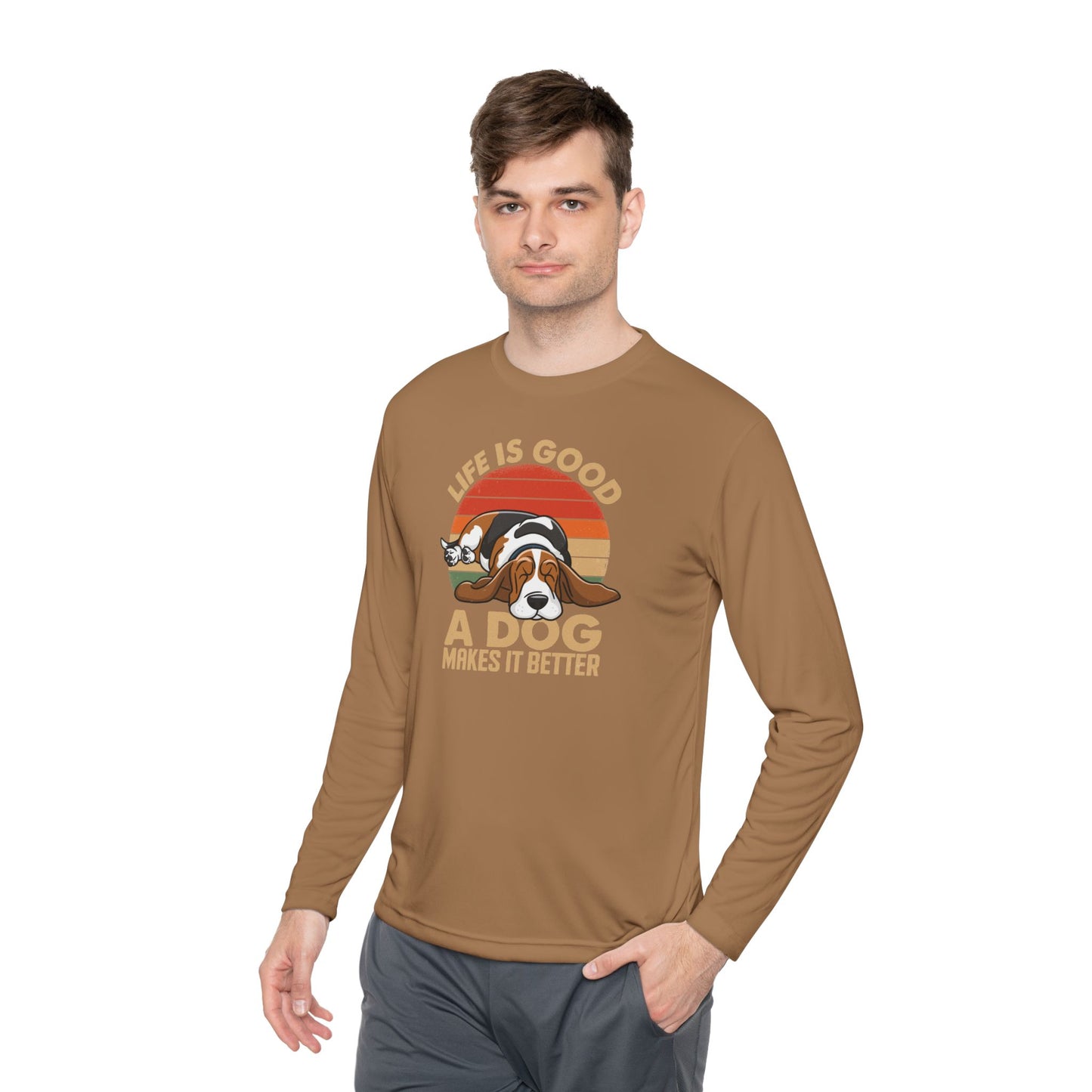 Graphic Long Sleeve Tee - Life is Good A Dog Makes it Better