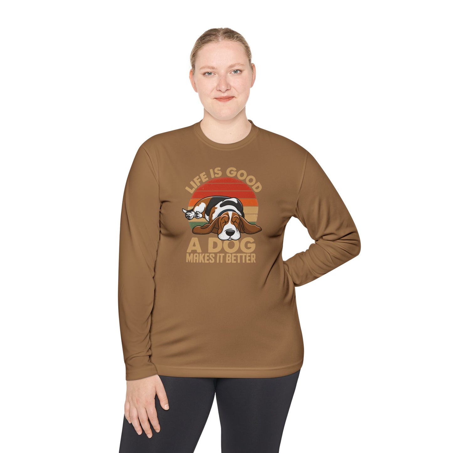 Graphic Long Sleeve Tee - Life is Good A Dog Makes it Better