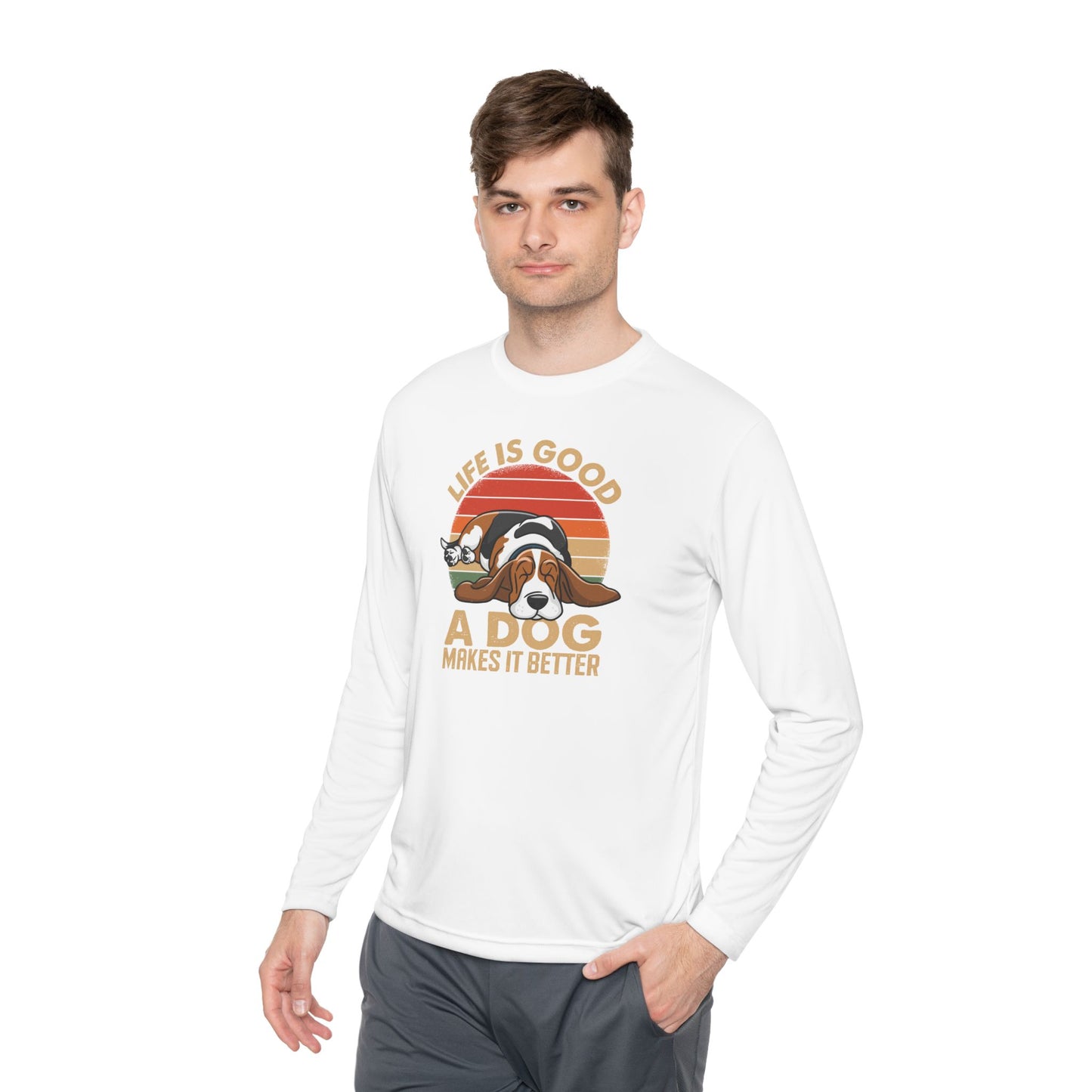 Graphic Long Sleeve Tee - Life is Good A Dog Makes it Better