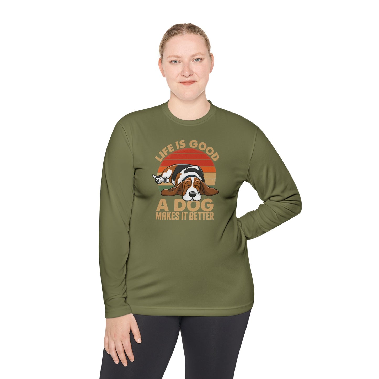 Graphic Long Sleeve Tee - Life is Good A Dog Makes it Better