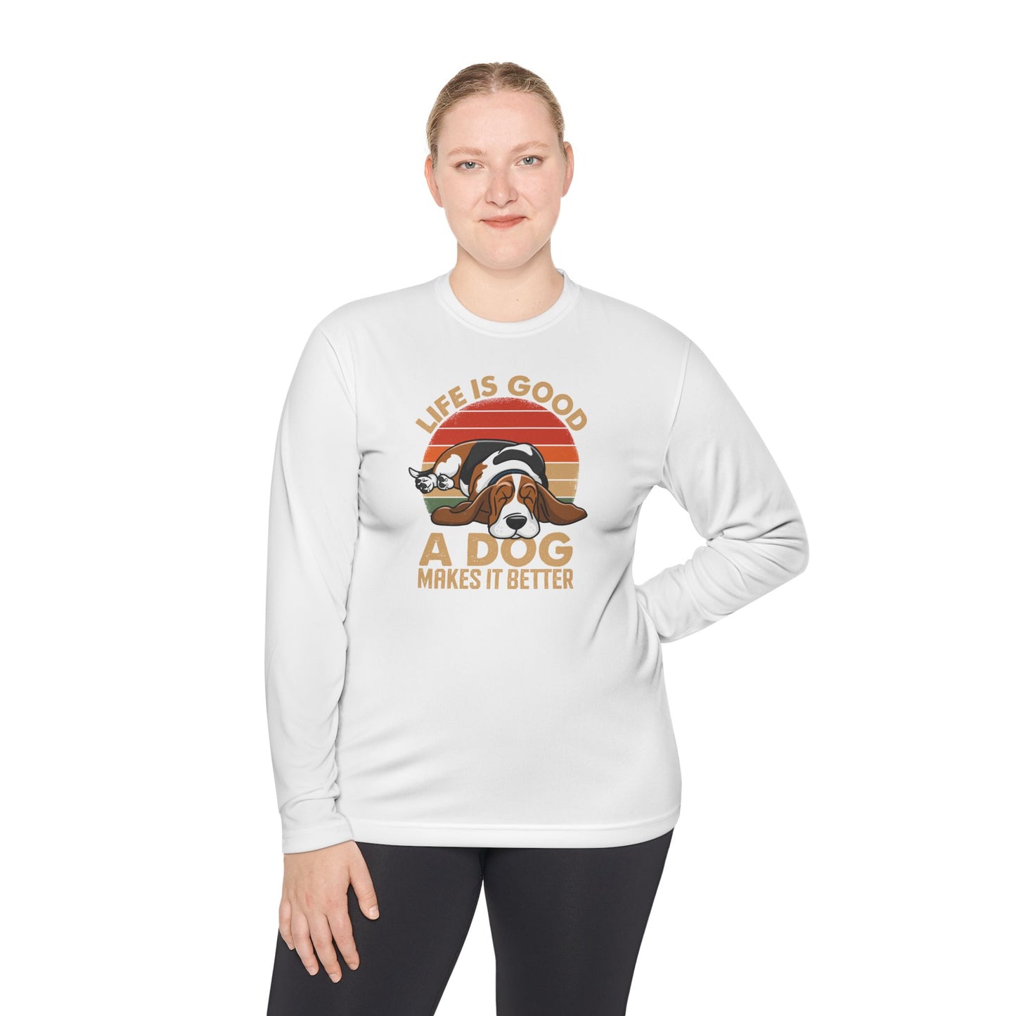 Graphic Long Sleeve Tee - Life is Good A Dog Makes it Better