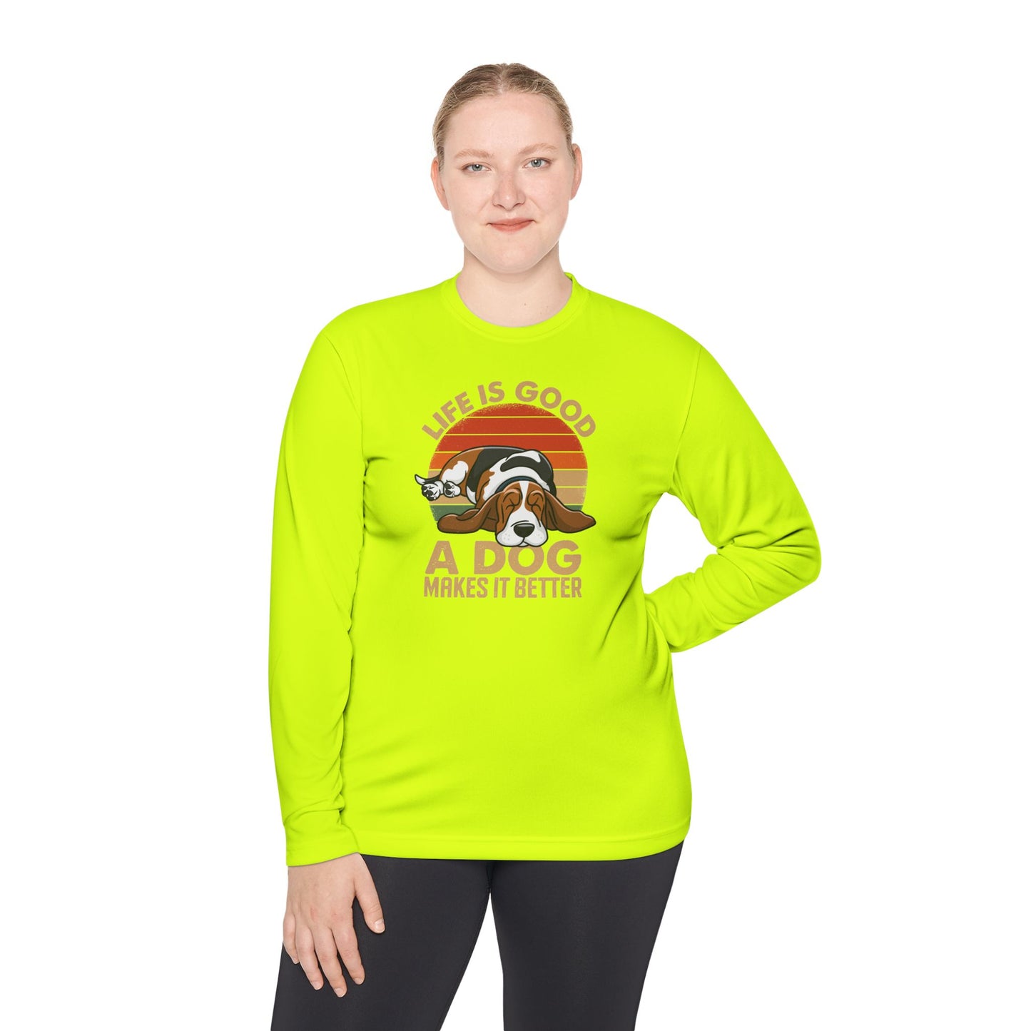 Graphic Long Sleeve Tee - Life is Good A Dog Makes it Better