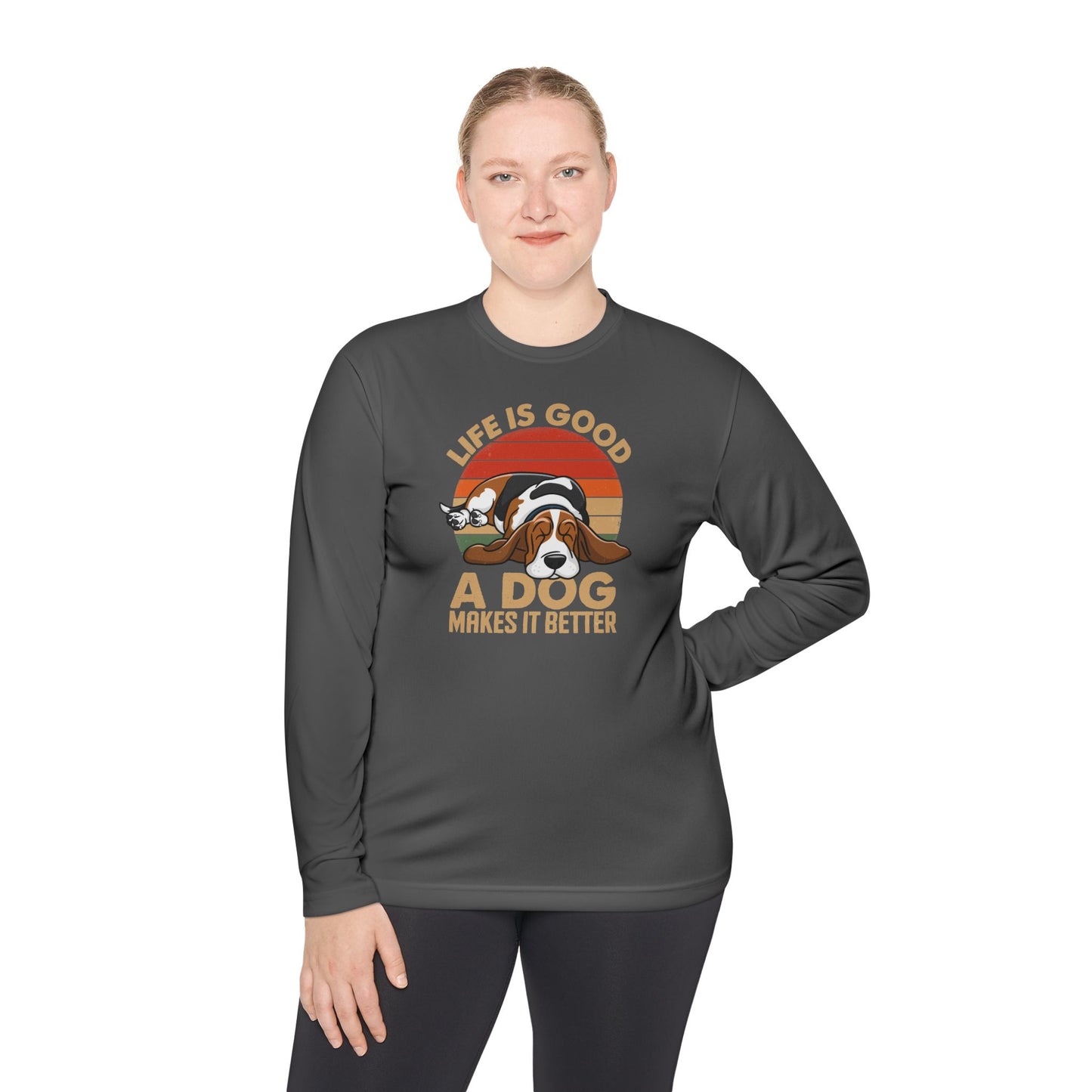 Graphic Long Sleeve Tee - Life is Good A Dog Makes it Better
