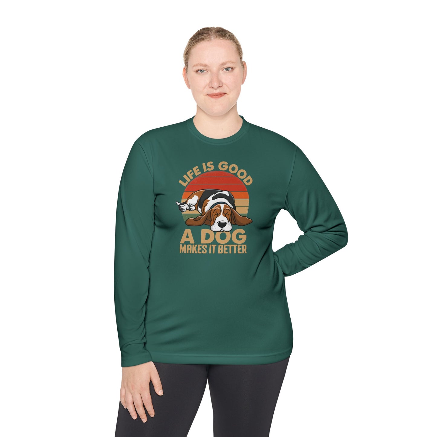 Graphic Long Sleeve Tee - Life is Good A Dog Makes it Better