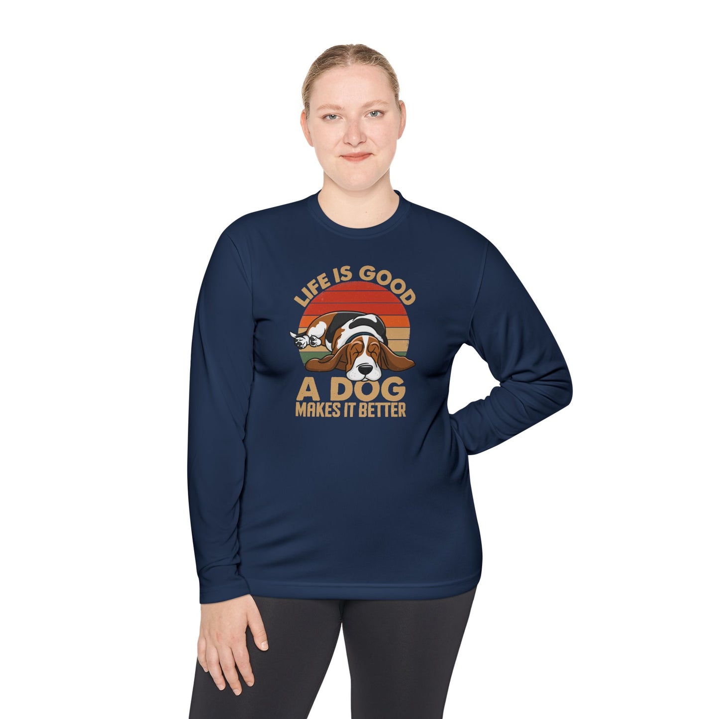 Graphic Long Sleeve Tee - Life is Good A Dog Makes it Better