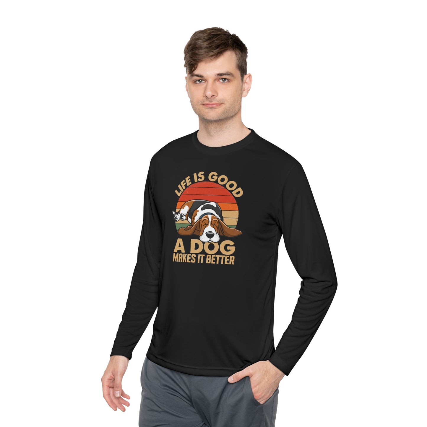 Graphic Long Sleeve Tee - Life is Good A Dog Makes it Better