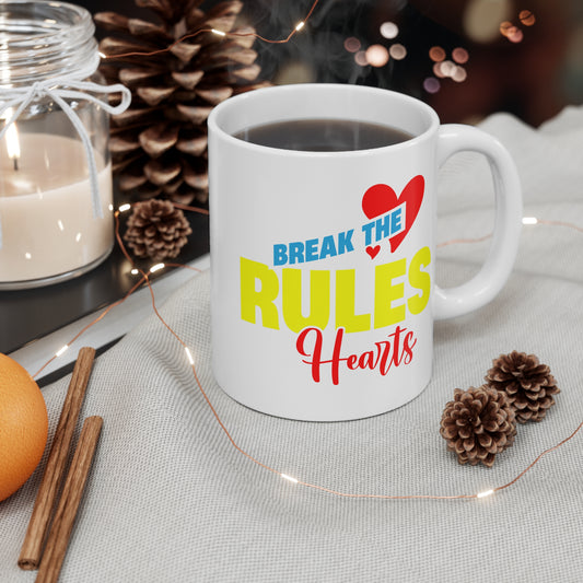 Coffee Mug - Break the Rules Hearts Design