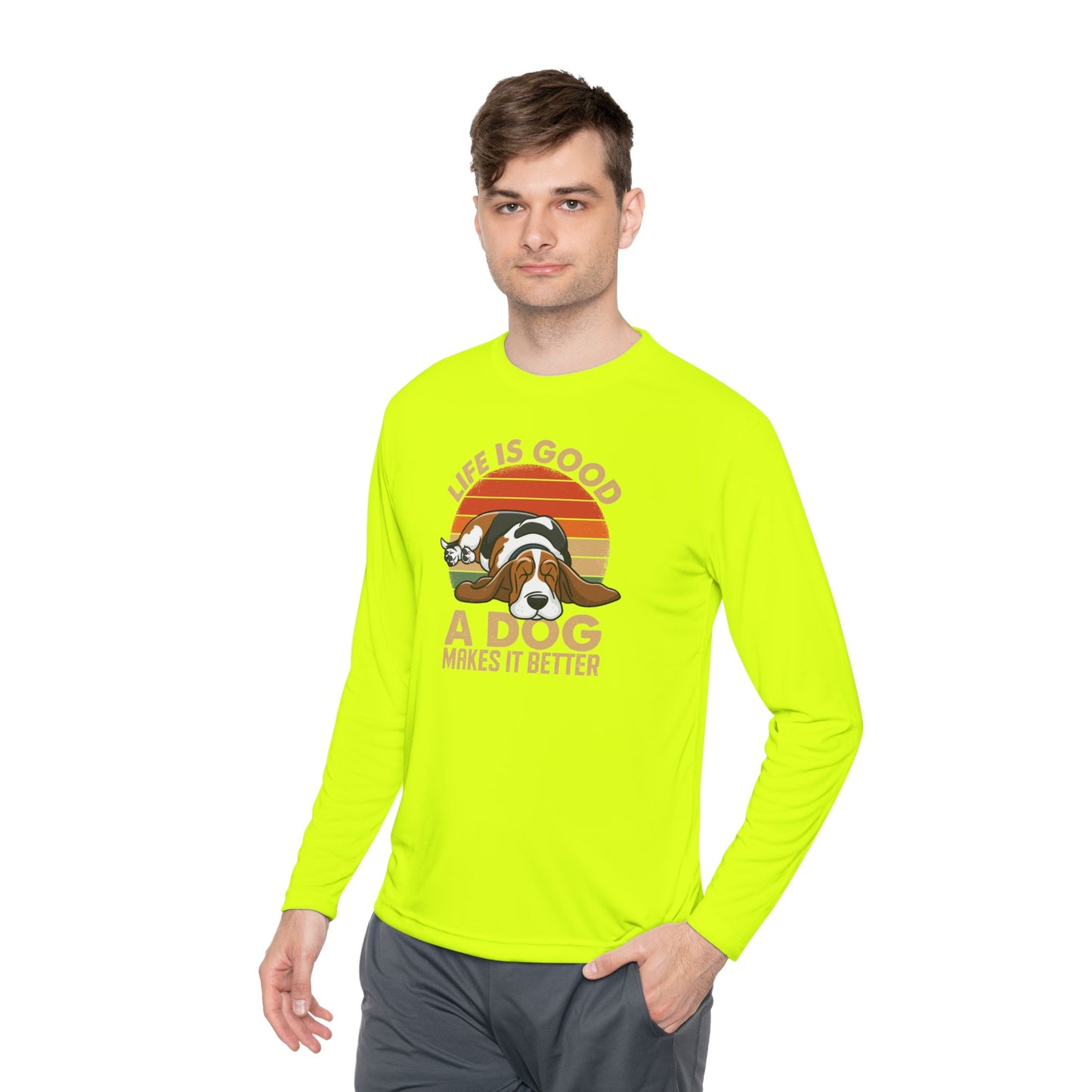 Graphic Long Sleeve Tee - Life is Good A Dog Makes it Better