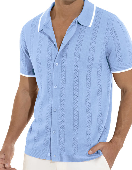 Men's Vintage Short Sleeve Knit Polo Shirt - Casual Summer Beachwear