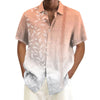 Men's Lightweight Cotton Linen Short Sleeve Button-Up Shirt with Pocket - Casual Summer Vacation Top in Rose Gold, Size 3XL