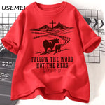 Jesus T-Shirts: "Follow the Word, Not the Herd" - Isaiah 8:11-13 Christian Western Cowboy Print Casual Wear