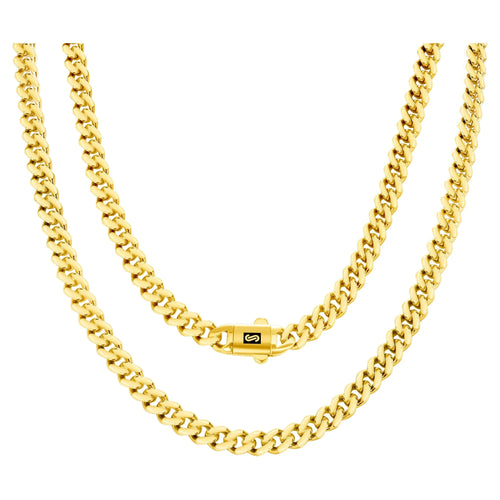 14K Yellow Gold 6mm Royal Monaco Miami Cuban Link Chain Necklace for Men and Women, Available in 16" to 30" Lengths