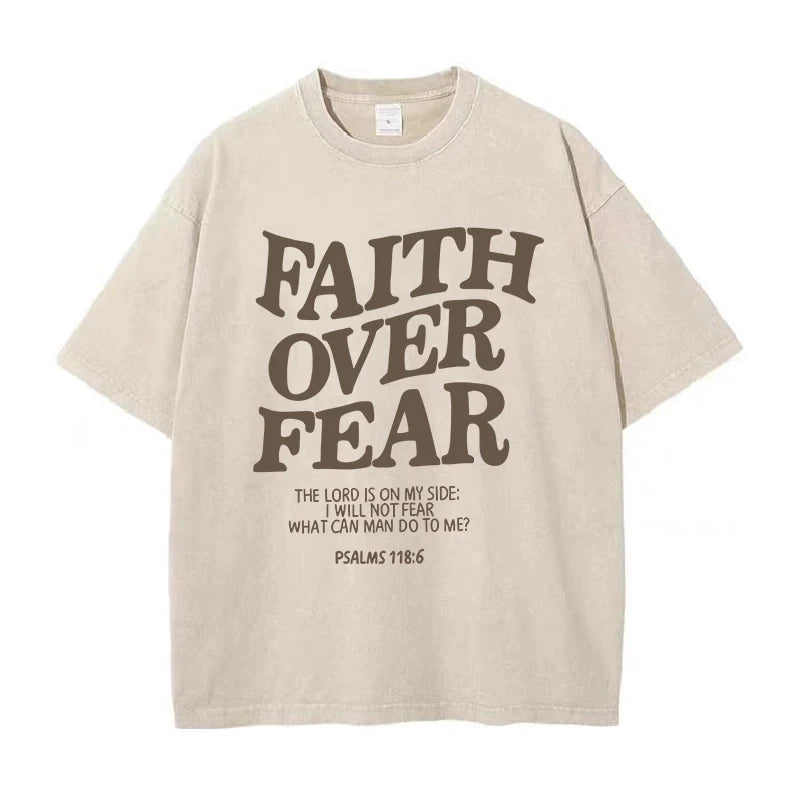 Inspirational Faith Over Fear T-Shirts for Men and Women - Cotton Tees Featuring Positive Christian Quotes and Gifts