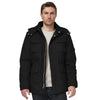 Men's Hooded Winter Puffer Jacket - Warm Black Coat, Size L