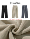 Men's Thermal Fleece Wide-Leg Sweatpants - Casual Loose Fit Track Trousers for Winter