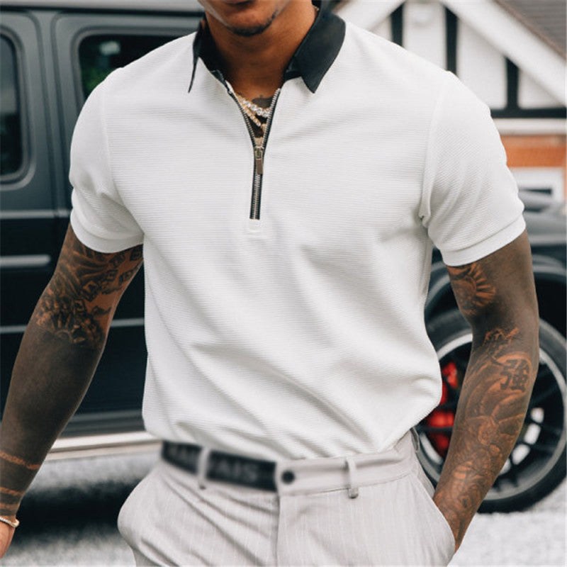 Men's Short Sleeve Pure White Polo Shirt