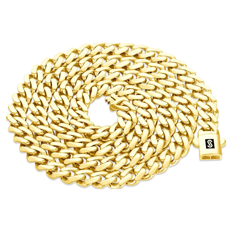 14K Yellow Gold 6mm Royal Monaco Miami Cuban Link Chain Necklace for Men and Women, Available in 16" to 30" Lengths