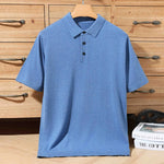 Summer new 100% beautiful slave pure wool leisure knitted Polo shirt men's fashion solid color slim short sleeve breathable bott