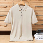 Summer new 100% beautiful slave pure wool leisure knitted Polo shirt men's fashion solid color slim short sleeve breathable bott