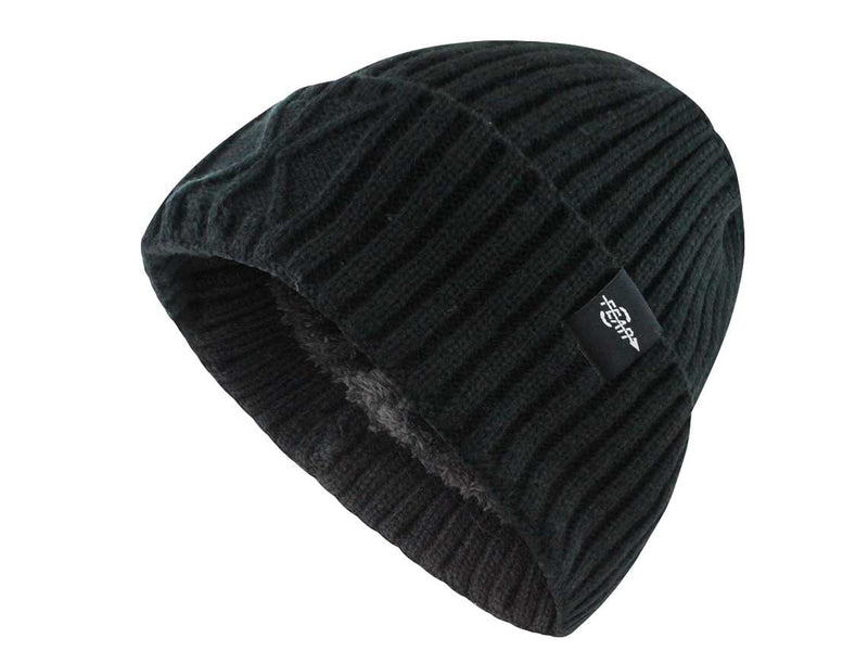 Premium Insulated Tactical Beanie Hat - Black Plush Wool Cap for Ultimate Warmth