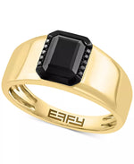 EFFY® Men's Halo Ring featuring Onyx and Black Diamond (1/20 Ct. T.W.) in 14K Gold