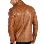 Men's Stand Collar Faux Leather Motorcycle Jacket