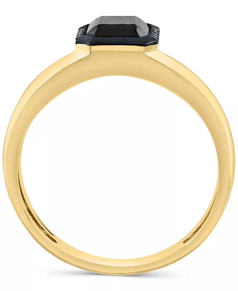 EFFY® Men's Halo Ring featuring Onyx and Black Diamond (1/20 Ct. T.W.) in 14K Gold