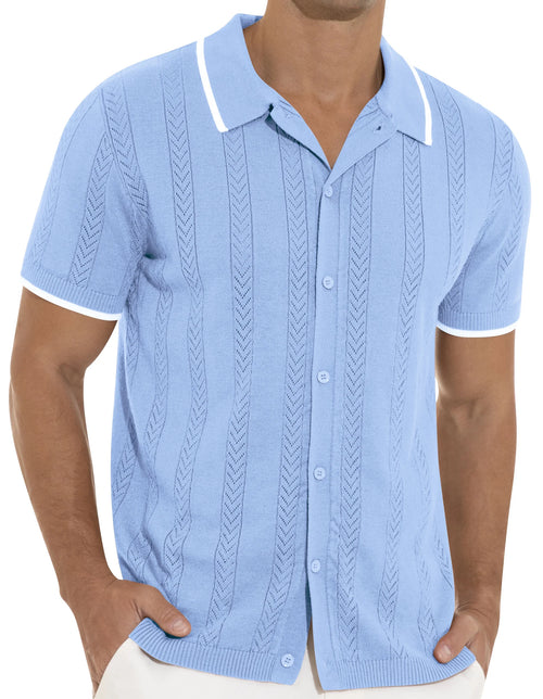 Men's Vintage Short Sleeve Knit Polo Shirt - Casual Summer Beachwear