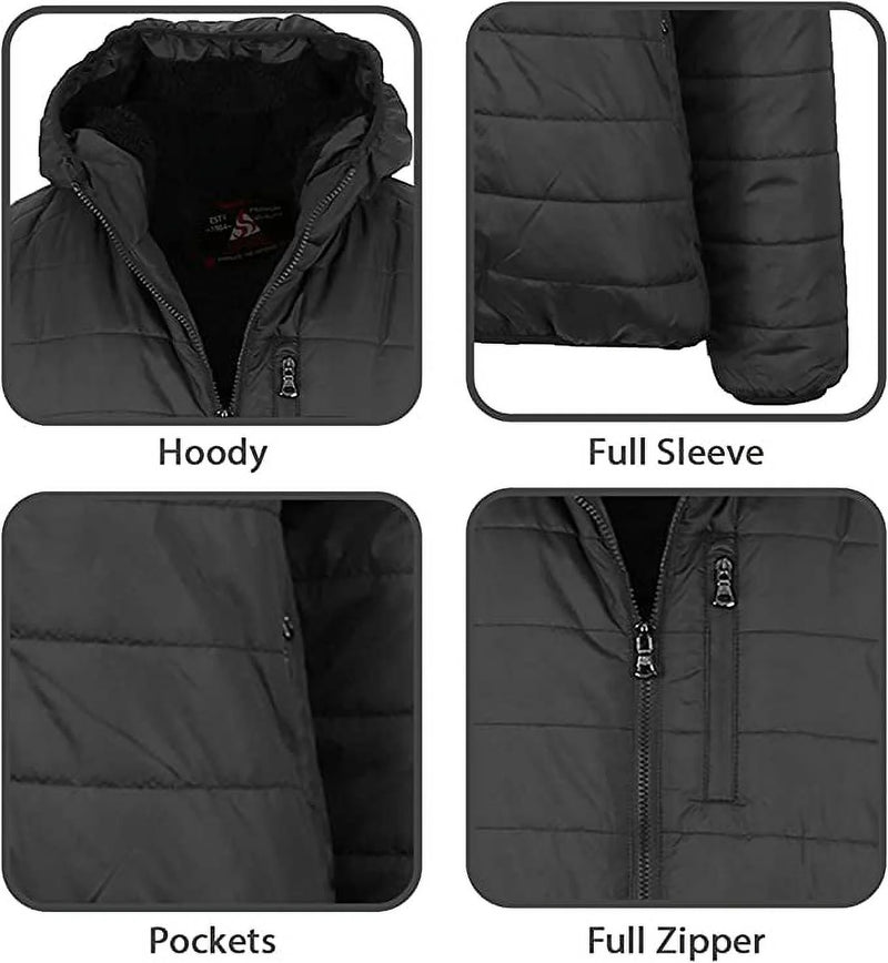 Men's Sherpa-Lined Hooded Puffer Jacket (Available in Sizes S to 2XL)