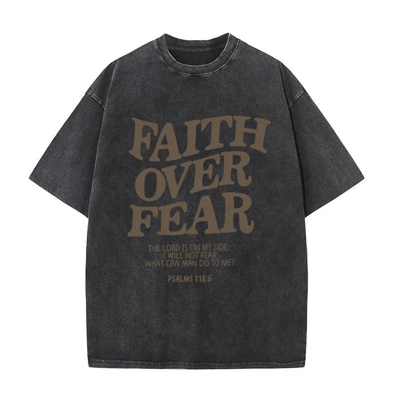 Inspirational Faith Over Fear T-Shirts for Men and Women - Cotton Tees Featuring Positive Christian Quotes and Gifts