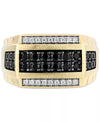 Men's 10K Gold Black and White Diamond Square Cluster Ring (1 Ct. T.W.)