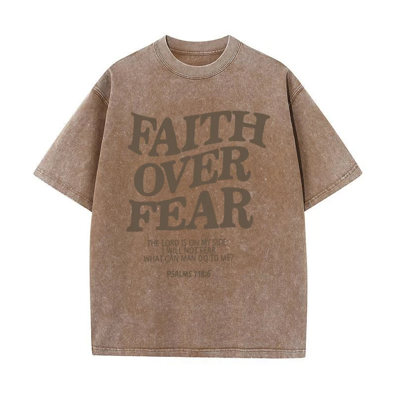 Inspirational Faith Over Fear T-Shirts for Men and Women - Cotton Tees Featuring Positive Christian Quotes and Gifts